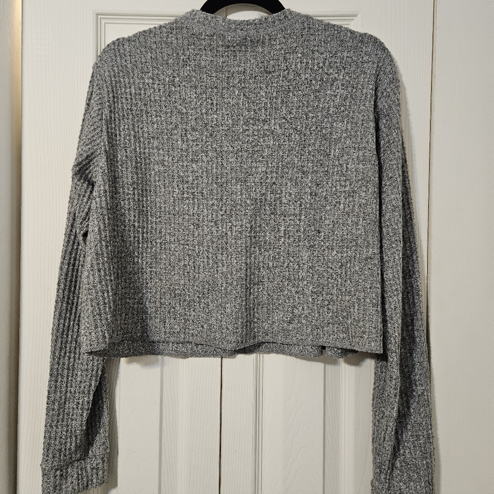 Gray Ribbed Women's Sweater - Picture 2 of 5